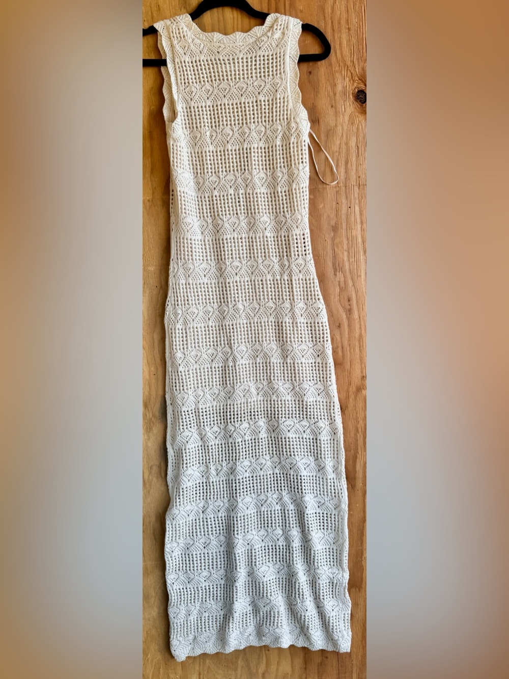 Olive + Oak Cream Crochet Knit Maxi Dress Sleeveless Boho Bodycon Size Small NWT - Picture 6 of 6